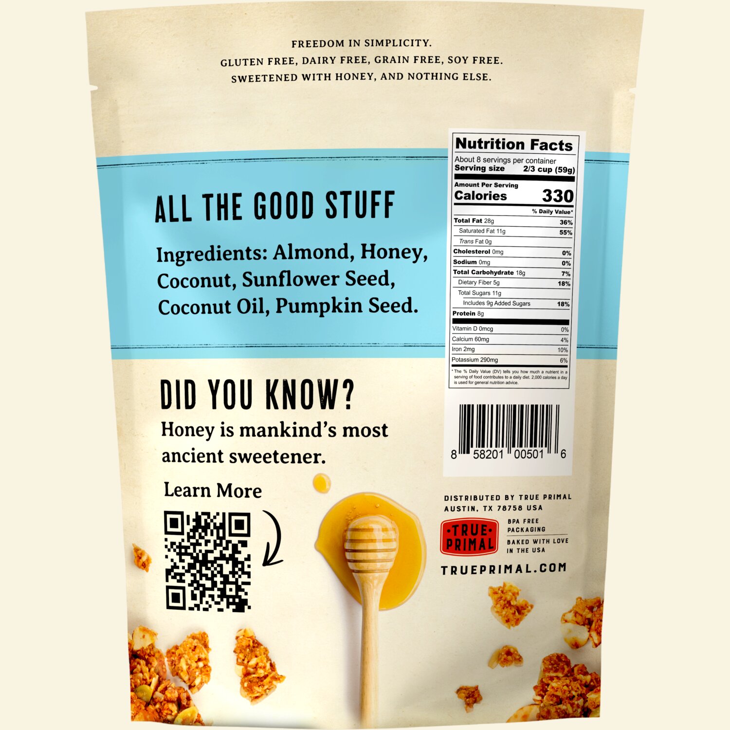 Grainless Granola Original in pouch, back