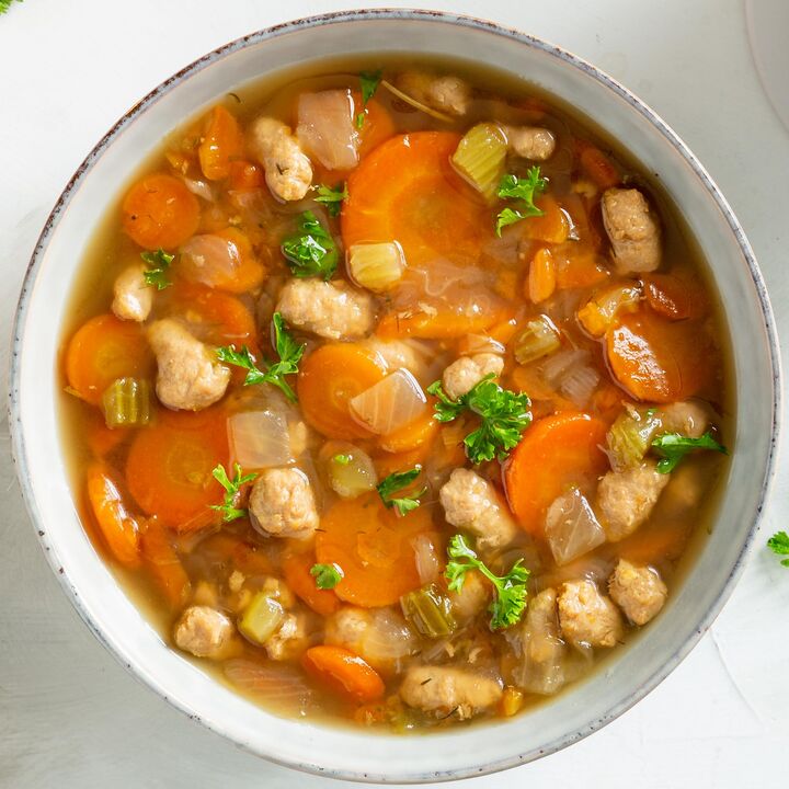 Chicken and Vegetable Soup close up