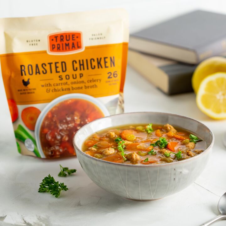 Roasted Chicken Soup on table