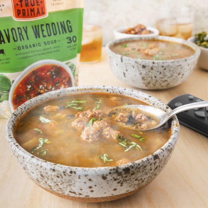 True Primal Savory Wedding Organic Soup in bowls