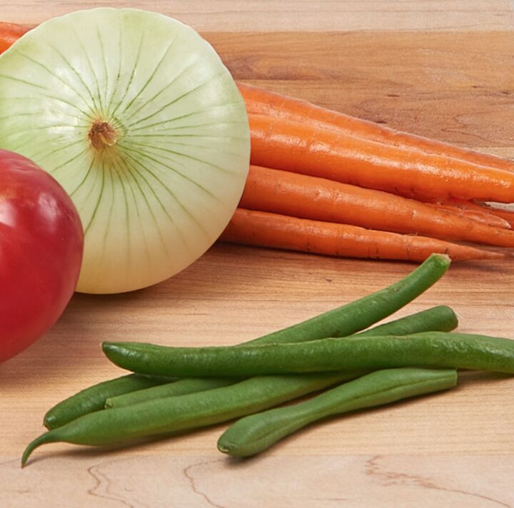 soup ingredients on tray