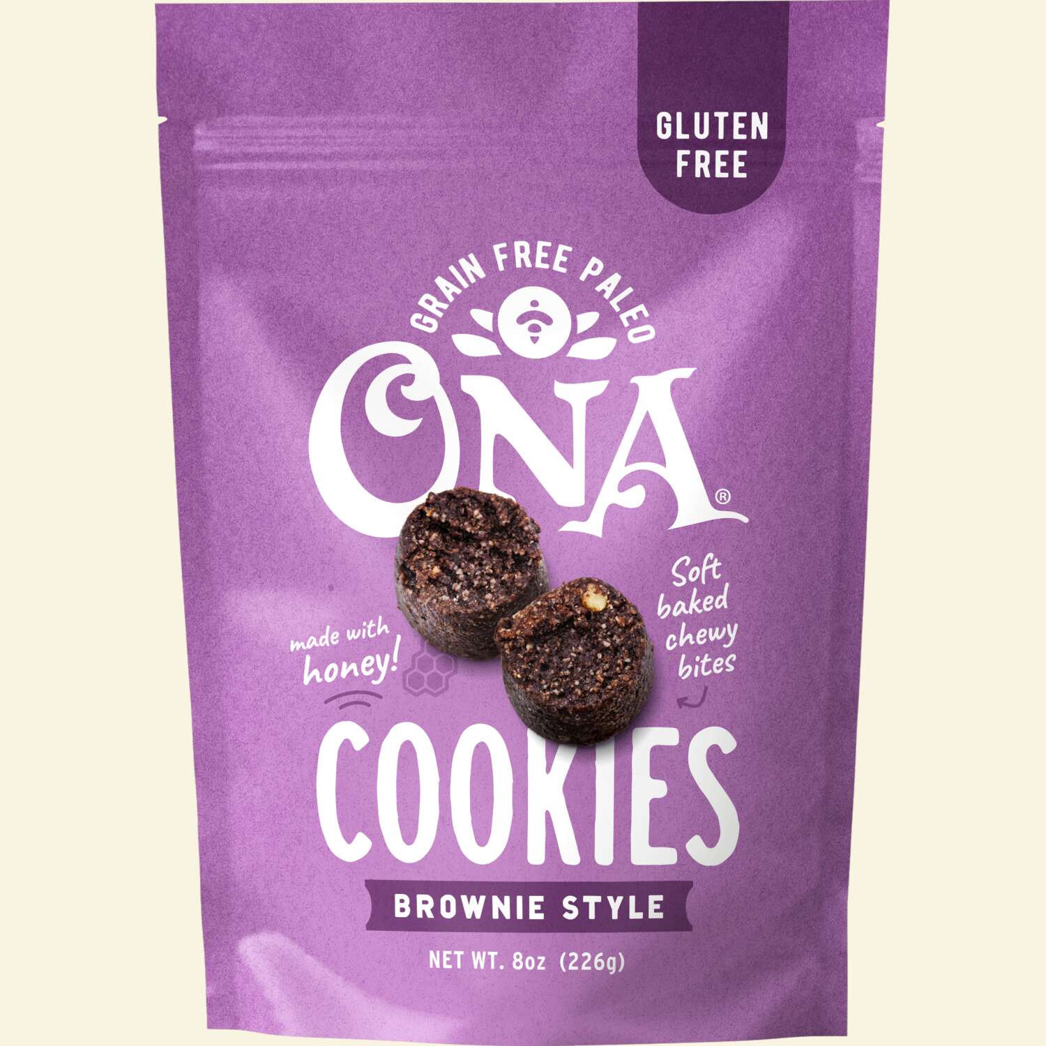 Ona Brownie-Style Cookies in pouch, front