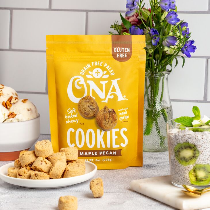 Ona Maple Pecan Cookies with ice cream and pudding