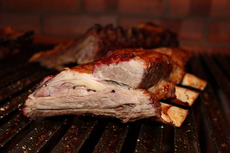 barbecued ribs showing a mix of lean and fatty meat